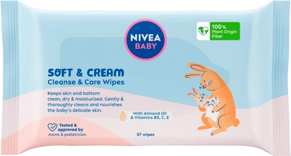 Nivea Baby obrúsky 57ks Soft & Cream